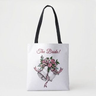 Tote Bag Pink Wedding Bells The Bride
