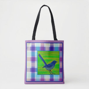 Tote Bag Piñon à plaid violet Fourre-tout