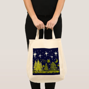 Tote Bag Pins d'hiver Sac-Stars et Lune verte