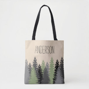 Tote Bag Pins en bois de forêt avec le nom