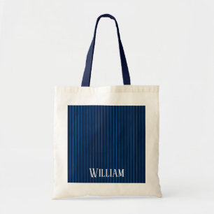 Tote Bag Pinstripes bleu marine personnalisées