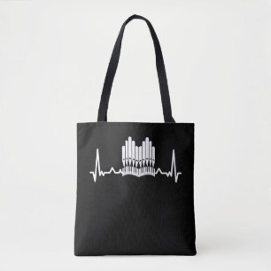 Tote Bag Pipe Organ Heartbeat Church Music Organiste