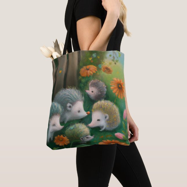 Tote Bag Pique-nique de famille de hérisson dans le jardin (De près)