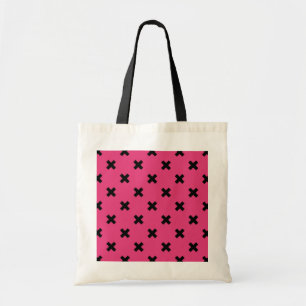 Tote Bag Piqûres de croix noire sur fuchsia