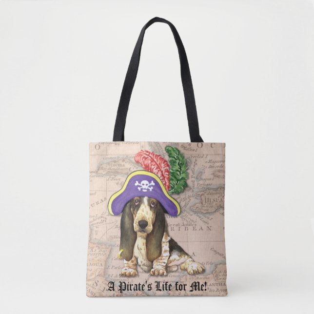 Tote Bag Pirate de Basset Hound (Devant)