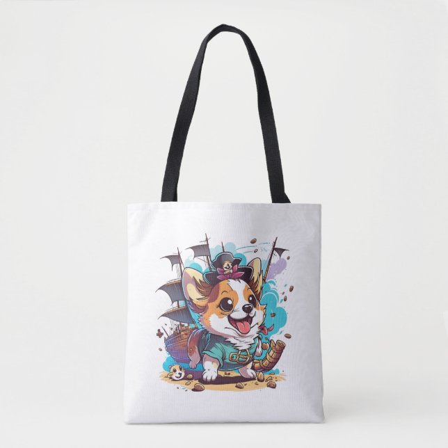Tote Bag Pirate de Chien de Corgi (Devant)