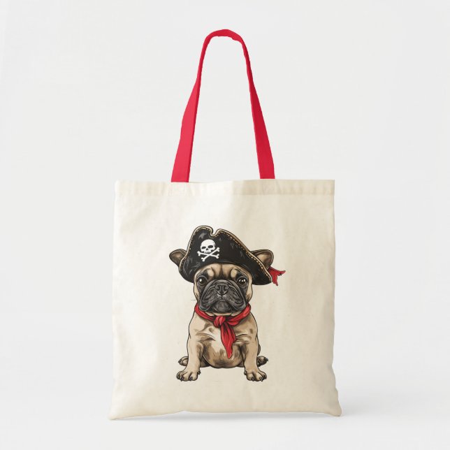Tote Bag Pirate French Buldog Skull Crossbones (Devant)