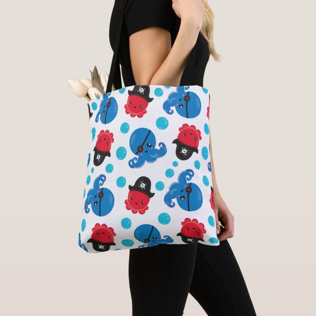 Tote Bag Pirate Octopus, Motif de pieuvre, Animaux de mer (De près)