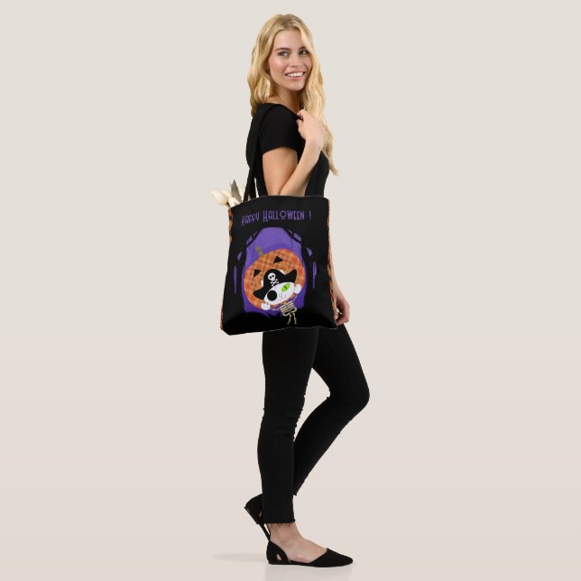 Tote Bag Pirate squelette chat et plaid (Sur le modèle)