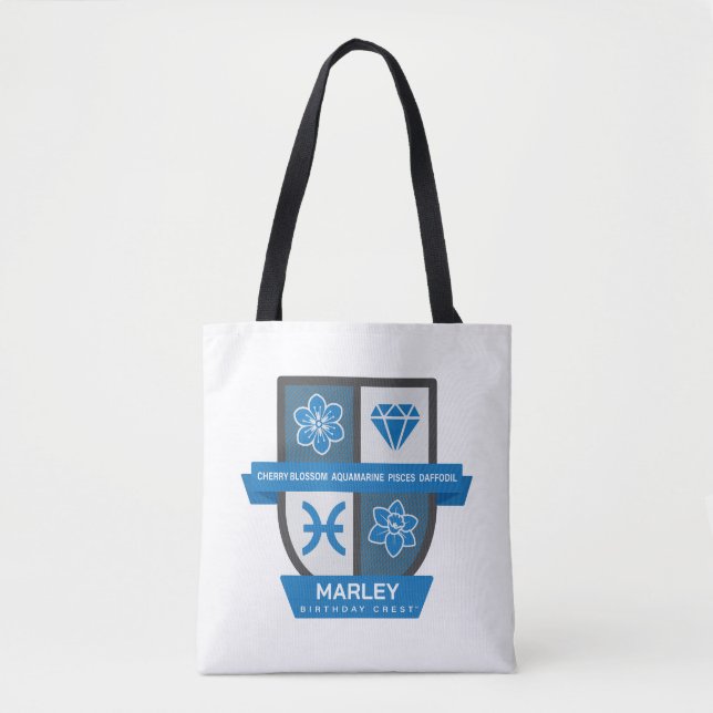Tote Bag Pisces Birthday Crest™ for March 1-20 (Devant)