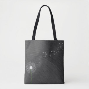 Tote Bag pissenlit blanc sur arrière - plan de tableau noir