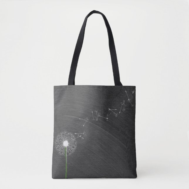 Tote Bag pissenlit blanc sur arrière - plan de tableau noir (Devant)