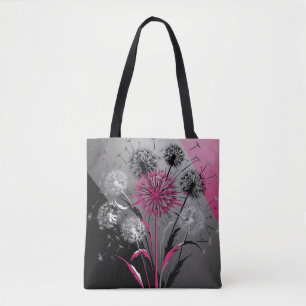 Tote Bag Pissenlits roses, blancs et noirs
