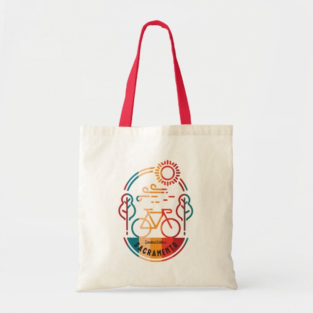 Tote Bag Piste cyclable Retro Sacramento. (Devant)