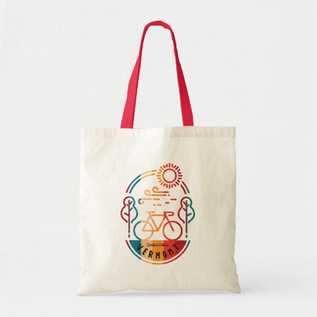 Tote Bag Piste cyclable Retro Vermont (Devant)