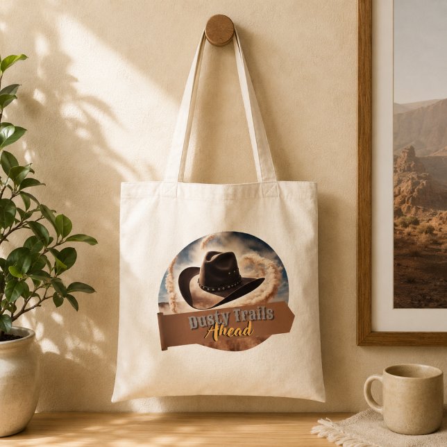 Tote Bag Pistes poussiéreuses à l'avant Chapeau de cowboy A (Créateur téléchargé)
