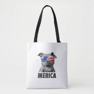Tote Bag Pit Bull 4 juillet Merica Hommes Drapeau Américain