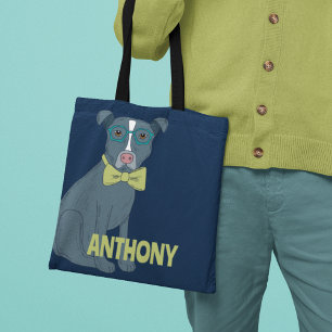 Tote Bag Pit Bull Chien Chien Portant Des Lunettes Personna