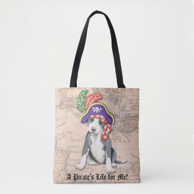 Tote Bag Pit Bull Terrier Pirate (Devant)
