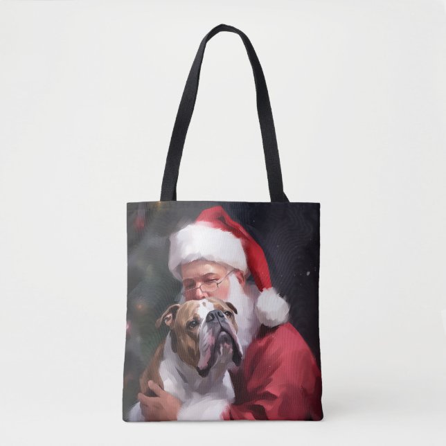 Tote Bag Pitbull avec Noël Festif du Père Noël (Devant)