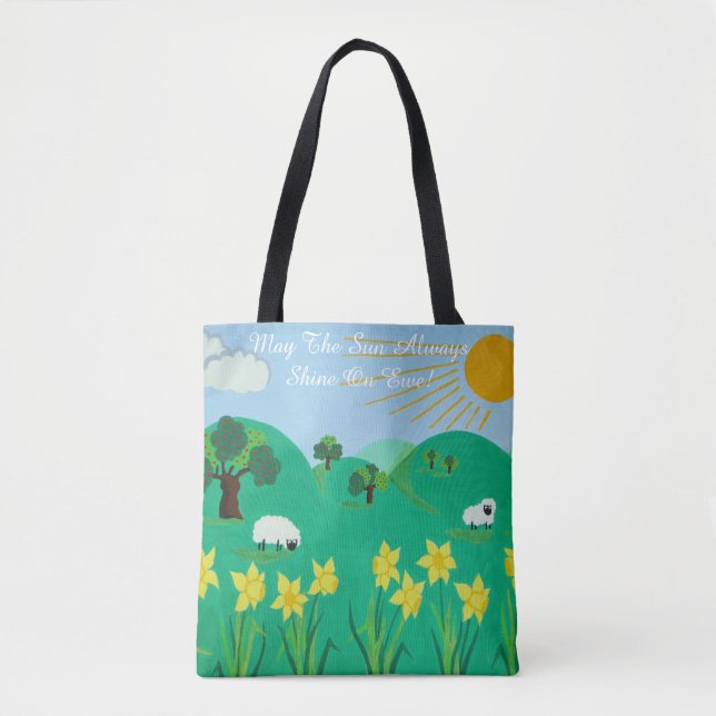 Tote Bag pittoresque illustration amusante de mouton mignon (Devant)