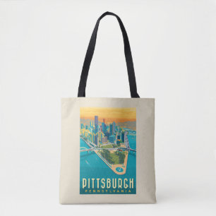 Tote Bag Pittsburgh, PA   Vue oeil d'oiseau