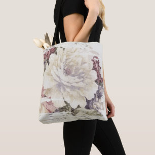 Tote Bag pivoine blanche abstraite