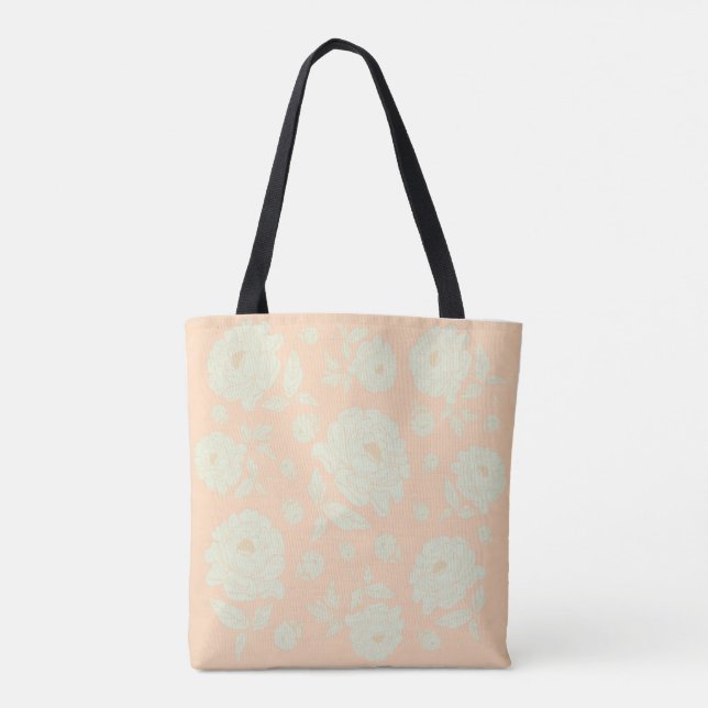 Tote Bag Pivoines blanches sur fond pêche (Dos)