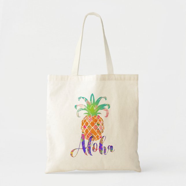 Tote Bag PixDezines Aloha Pineapple (Devant)