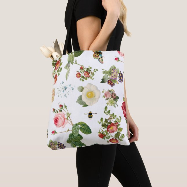 Tote Bag PixDezines Botanical Print/Redoute Collage (De près)