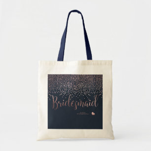TOTE BAG PIXDEZINES BRIDESMAID FAUX ROSE GOLD CONFETTI