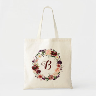 Tote Bag PixDezines H2 Blush Burgundy Flowers Fête des mari