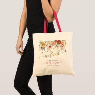 Tote Bag PixDezines H2 Orange Jardin d'automne Fleurs Bienv