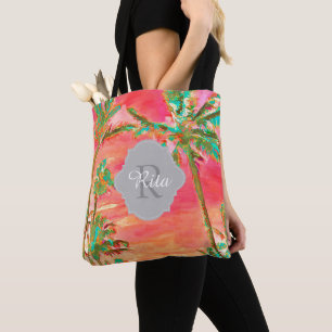 Tote Bag PixDezines Hawaïen vintage plage/corail/ sarcelle