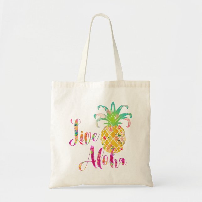 Tote Bag PixDezines Live Aloha Ananas (Devant)
