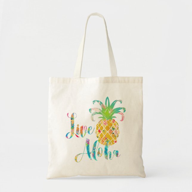 Tote Bag PixDezines Live Aloha Ananas (Devant)