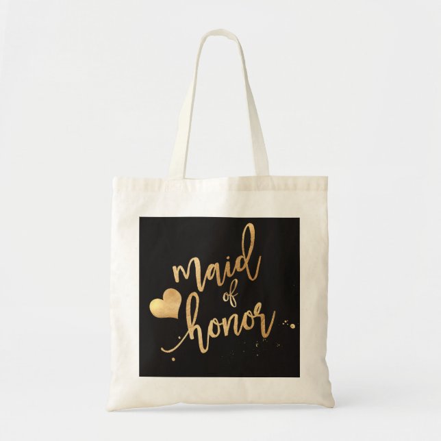 Tote Bag PixDezines Maid of../Faux Gold Script (Devant)