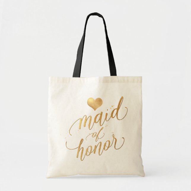 Tote Bag PixDezines Maid of Honor/Faux Gold Script (Devant)