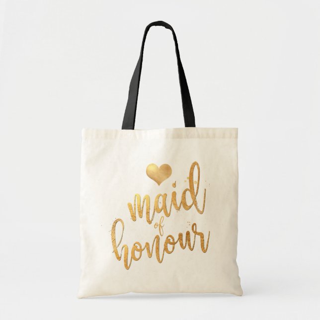 Tote Bag PixDezines Maid of Honor/Faux Gold Script (Devant)