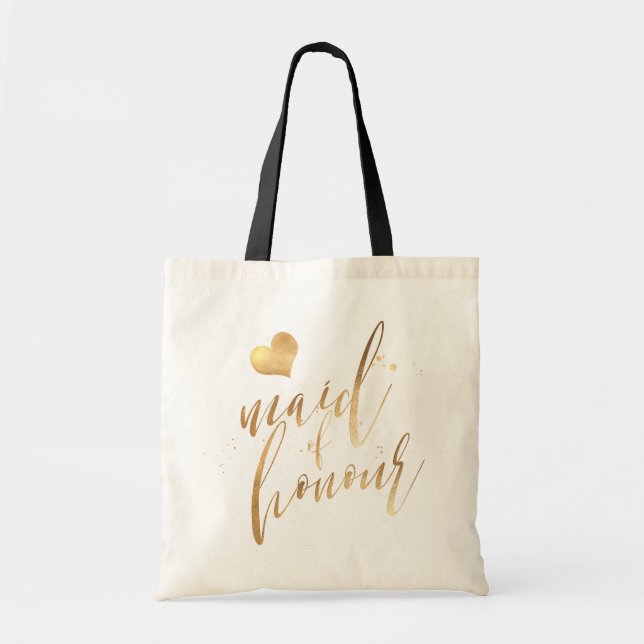 Tote Bag PixDezines Maid of Honor/Faux Gold Script (Devant)