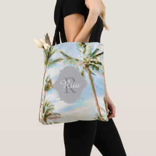 Tote Bag PixDezines Vintage Hawaiian Beach/Blue