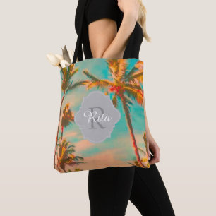 Tote Bag PixDezines Vintage Hawaiian Beach/Turquoise