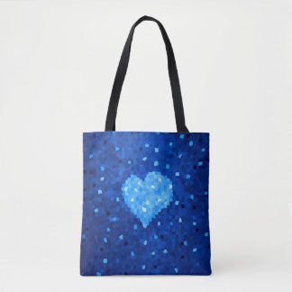 Tote Bag Pixel Art Blue Heart Retro Gamer Love