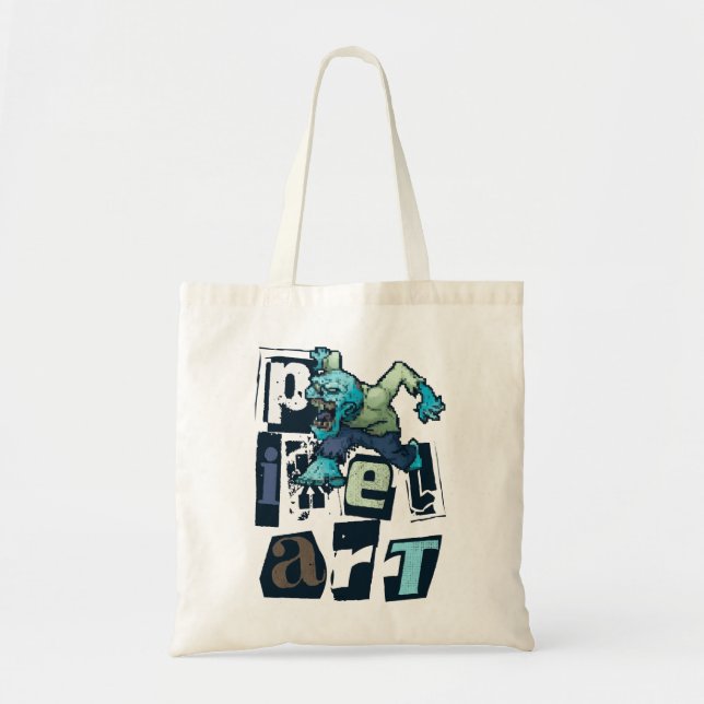 Tote Bag Pixel art et monstre (Devant)