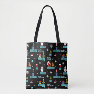Tote Bag Pixellit Joyeux Motif de Noël - Design rétro
