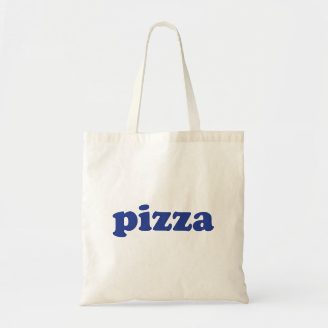 Tote Bag Pizza bleu typographie moderne drôle cool (Devant)