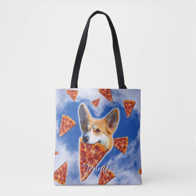 Tote Bag Pizza de Chien de Corgi (Devant)