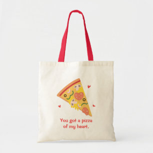 Tote Bag Pizza Mignonne de mon Cœur Pun Amour Humour