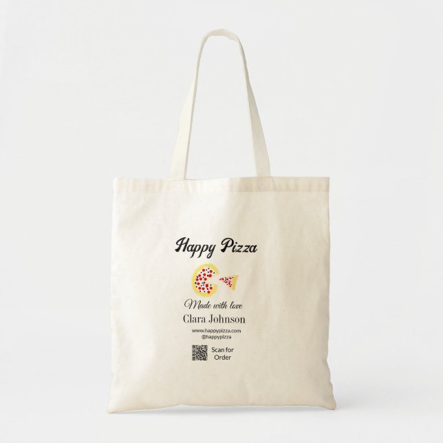 Tote Bag Pizza restaurant cafe pizzeria scan QR code order  (Devant)