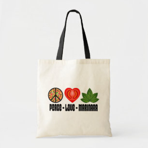 Tote Bag Pizza signe de paix Tomato Coeur et Feuilles de ba